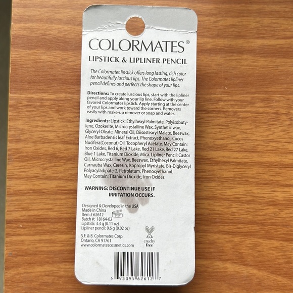 Colormates lipstick & lipliner pencil in red red 62612, New in sealed packaging - Picture 16 of 16